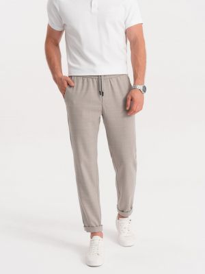 Kostkované kalhoty Ombre Clothing šedé