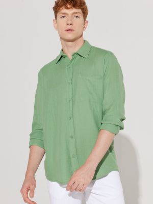 Relaxed памучна риза от муселин Ac&co / Altınyıldız Classics зелено