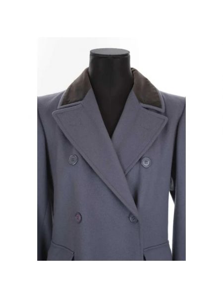 Płaszcz wełniany Yves Saint Laurent Vintage fioletowy