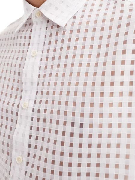 Прозрачная клетчатая рубашка с коротким рукавом Asos белая