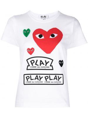 Trykt t-skjorte Comme Des Garçons Play hvit