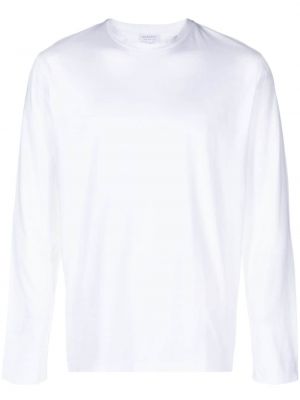 Bavlnené tričko s okrúhlym výstrihom Sunspel biela