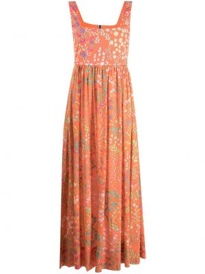 Jedwabna sukienka długa bez rękawów Cynthia Rowley - pomarańczowy
