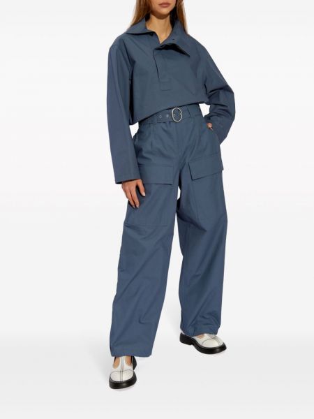 Bavlněné rovné kalhoty Jil Sander modré