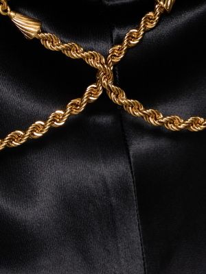 Satīna kaklarota viskozes Ferragamo melns