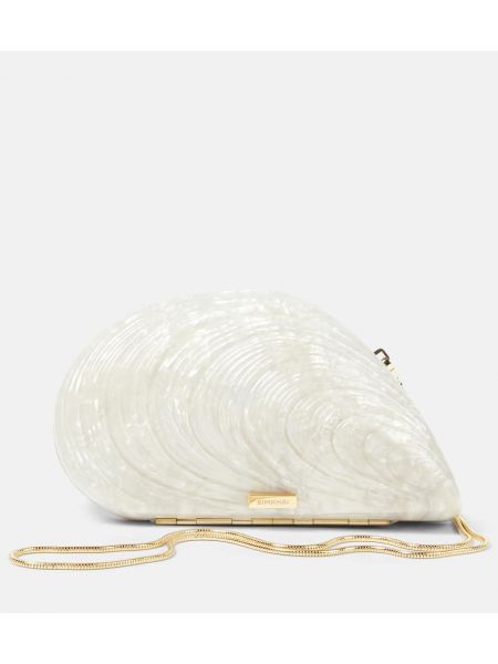 Geantă plic cu perle Simkhai alb