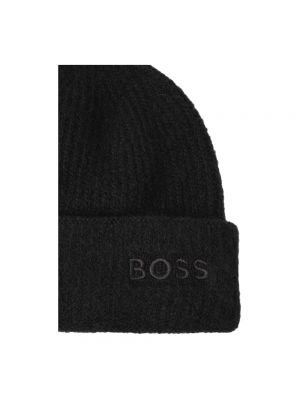 Dzianinowa czapka wełniana Hugo Boss czarna