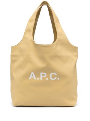 Shopper kabelka s potiskem A.p.c. žlutá