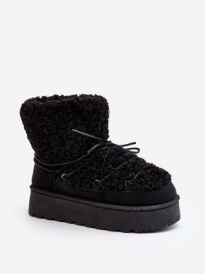 Čizme za snijeg s vezicama s čipkom Kesi crna