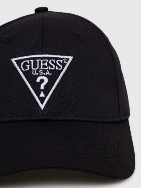 Бавовняна кепка з аплікацією Guess чорна