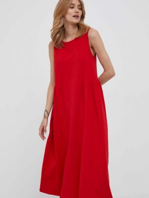 Bavlněné midi šaty United Colors Of Benetton červené
