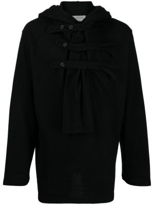 Woll hoodie mit geknöpfter Yohji Yamamoto schwarz