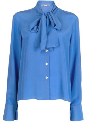 Bluză cu funde de mătase Stella Mccartney albastru
