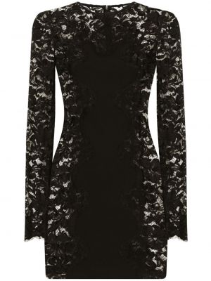 Прозрачна коктейлна рокля с дантела Dolce & Gabbana черно