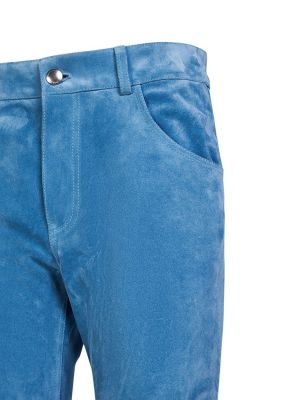 Kožené semišové rovné kalhoty Chloé modré