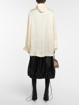 Жакардова блуза с качулка Balenciaga бяло