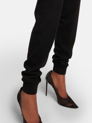 Pantaloni dritti a vita alta di lana Saint Laurent nero