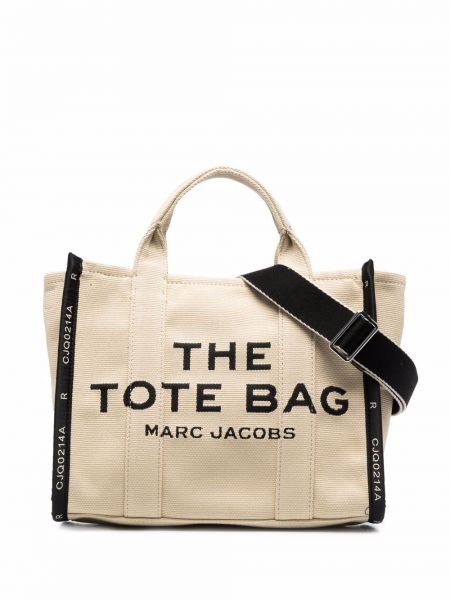 Borsa shopper in tessuto jacquard Marc Jacobs beige