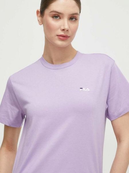 Хлопковая футболка Fila фиолетовая