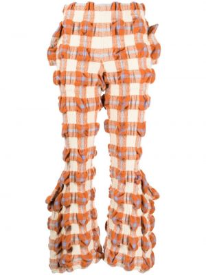 Pantalon à carreaux large Issey Miyake orange