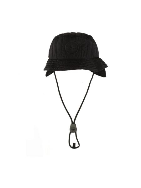Czarny nylonowy kapelusz Stone Island