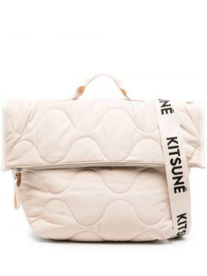 Ватирани чанта за ръка с принт Maison Kitsuné бяло