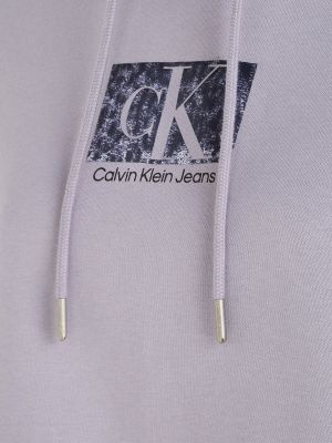 Mikina s kapucí s potiskem Calvin Klein Jeans fialová