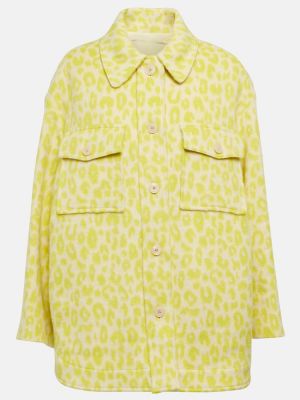 Vlnená bunda s potlačou Isabel Marant žltá