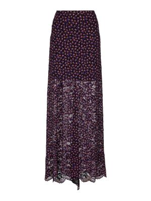 Maksi suknja s printom s čipkom Rabanne ljubičasta