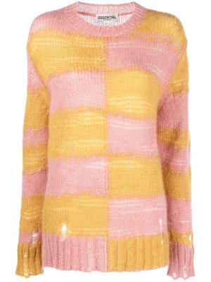 Vlněné dlouhý svetr s oděrkami s dlouhými rukávy Essentiel Antwerp - růžová
