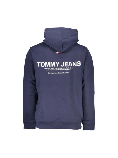 Bluza z kapturem bawełniana z nadrukiem Tommy Jeans niebieska