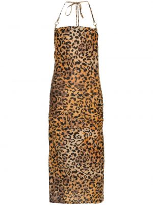 Коктейлна рокля с принт с леопардов принт Just Cavalli
