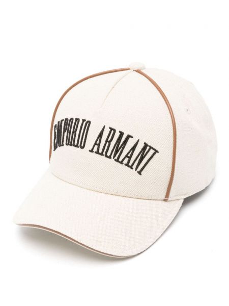 Siuvinėtas kepurė su snapeliu Emporio Armani smėlinė