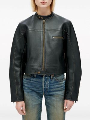 Kožená bunda na zip Re/done černá