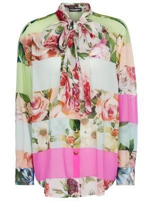 Копринена блуза на цветя Dolce&gabbana зелено