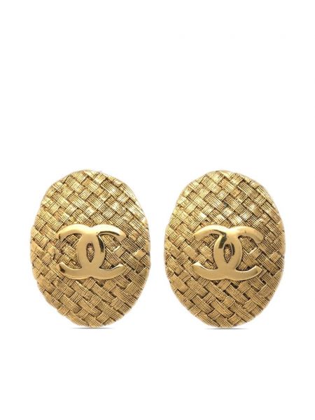 Kolczyki tweedowe Chanel Pre-owned złote
