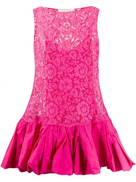 Mini vestido de flores de encaje Valentino rosa
