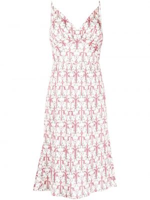 Midi haljina s cvjetnim printom s printom Prada Pre-owned ružičasta