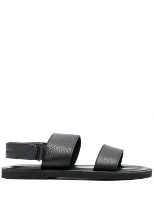 Dabīgās ādas sandales ar apdruku Emporio Armani melns