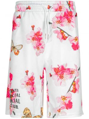 Pantaloni scurți cu model floral cu imagine Anti Social Social Club alb