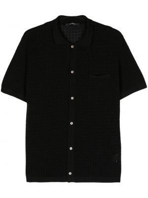 Prozirna pletena pamučna košulja Tagliatore crna