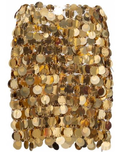 Φούστα mini από διχτυωτό Paco Rabanne χρυσό
