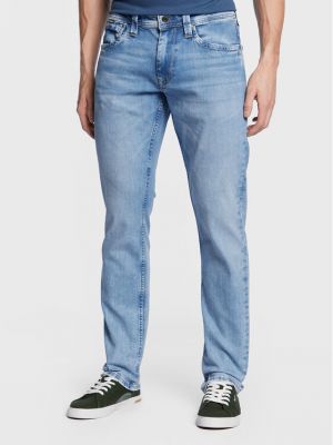 Ravne hlače Pepe Jeans modra