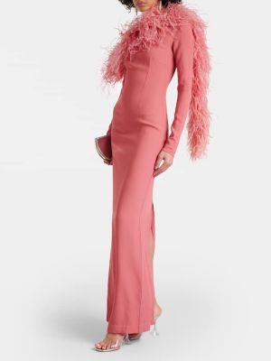 Vestito lungo con piume Taller Marmo rosa