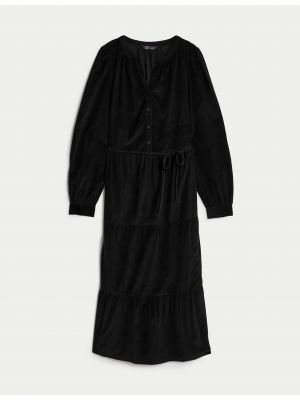 Manšestrové midi šaty Marks & Spencer černé