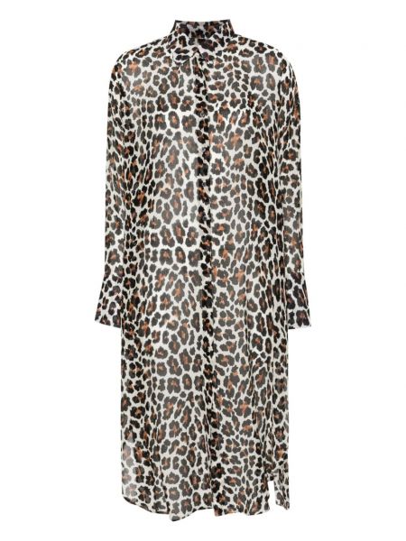 Raštuotas suknelė su apykakle leopardinis Fisico