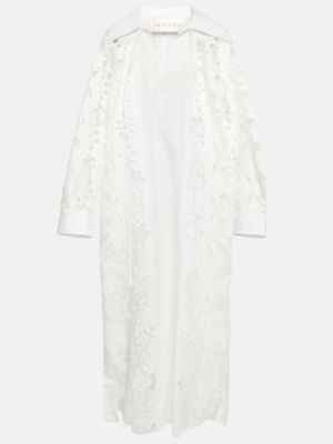 Bavlněné midi šaty s výšivkou Valentino bílé