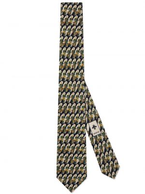 Jedwabny krawat z nadrukiem Gucci czarny