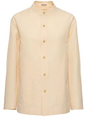 Bavlnená ľanová košeľa s dlhými rukávmi Auralee
