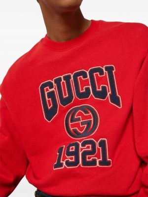 Sweat brodé en coton Gucci rouge